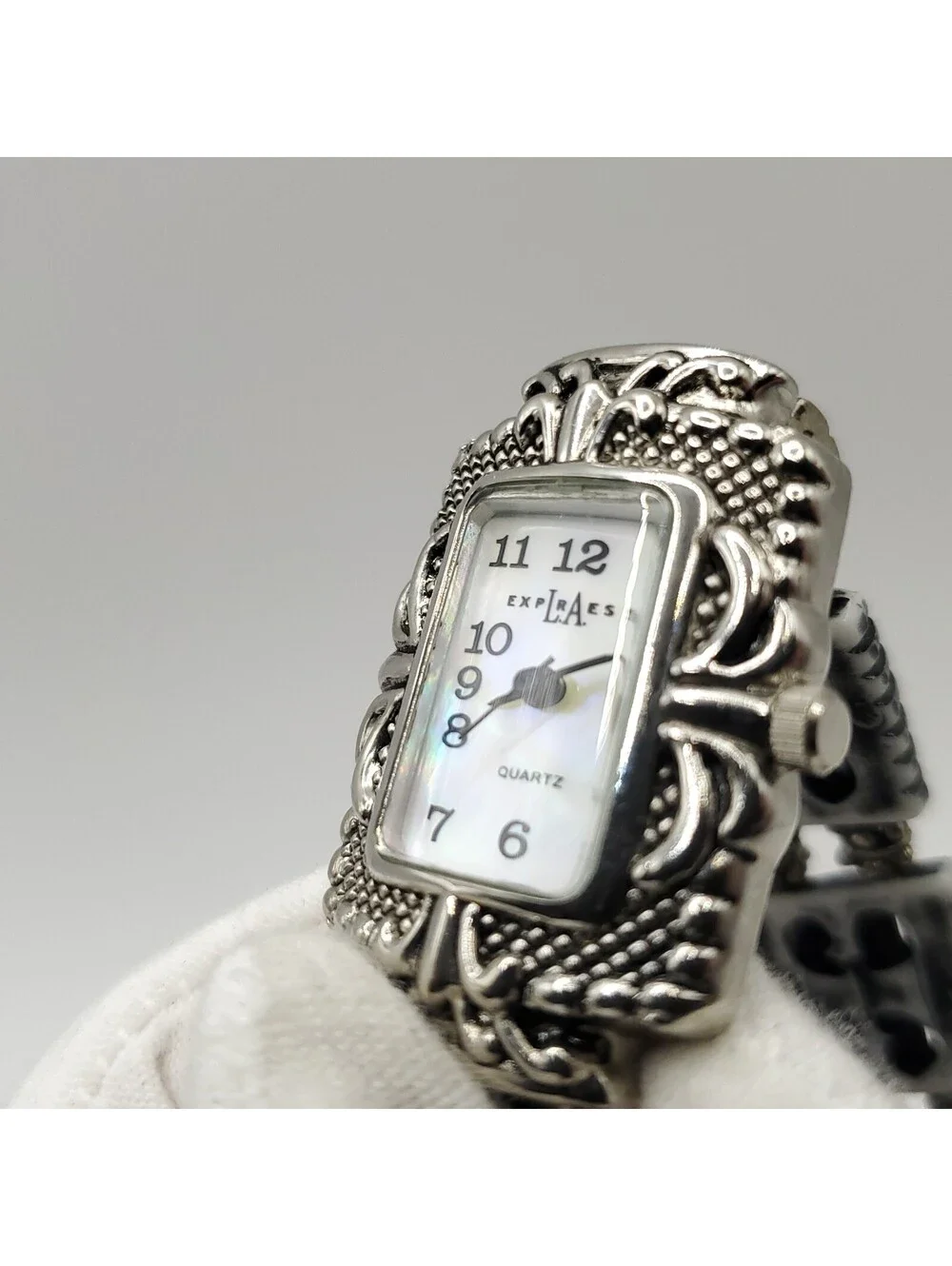 LA Express Watch Women Silver Tone MOP Dial Decorative Band New Battery 23mm
